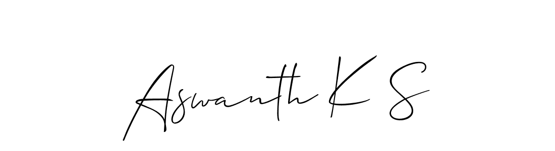 Use a signature maker to create a handwritten signature online. With this signature software, you can design (Allison_Script) your own signature for name Aswanth K S. Aswanth K S signature style 2 images and pictures png