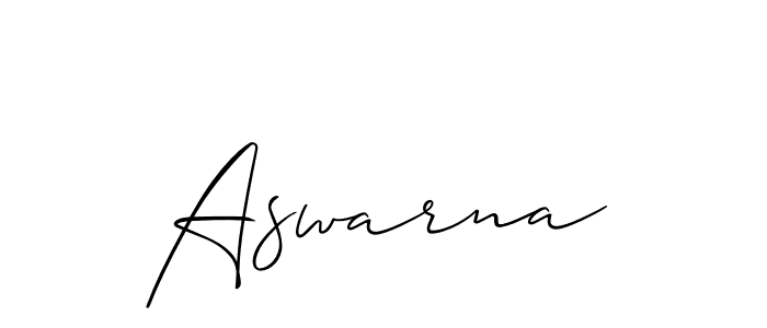 Create a beautiful signature design for name Aswarna. With this signature (Allison_Script) fonts, you can make a handwritten signature for free. Aswarna signature style 2 images and pictures png