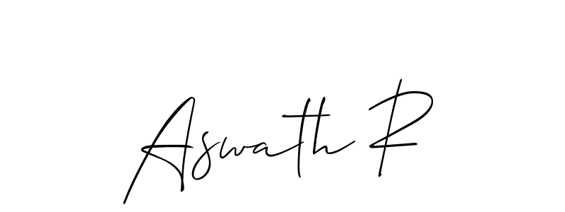 Also You can easily find your signature by using the search form. We will create Aswath R name handwritten signature images for you free of cost using Allison_Script sign style. Aswath R signature style 2 images and pictures png