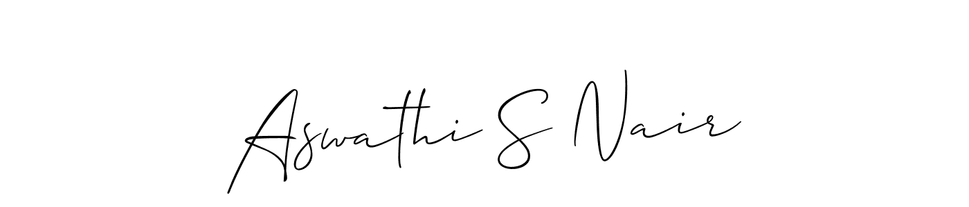 Create a beautiful signature design for name Aswathi S Nair. With this signature (Allison_Script) fonts, you can make a handwritten signature for free. Aswathi S Nair signature style 2 images and pictures png