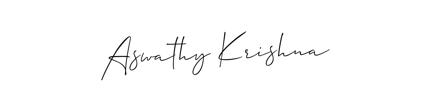 Use a signature maker to create a handwritten signature online. With this signature software, you can design (Allison_Script) your own signature for name Aswathy Krishna. Aswathy Krishna signature style 2 images and pictures png