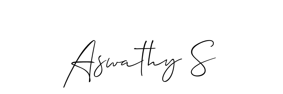 Also You can easily find your signature by using the search form. We will create Aswathy S name handwritten signature images for you free of cost using Allison_Script sign style. Aswathy S signature style 2 images and pictures png