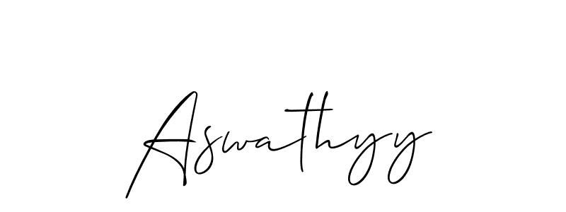 Use a signature maker to create a handwritten signature online. With this signature software, you can design (Allison_Script) your own signature for name Aswathyy. Aswathyy signature style 2 images and pictures png