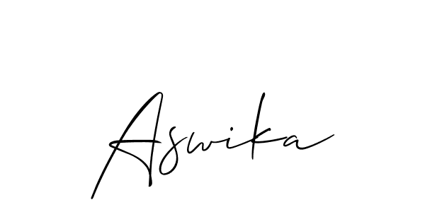 Make a beautiful signature design for name Aswika. With this signature (Allison_Script) style, you can create a handwritten signature for free. Aswika signature style 2 images and pictures png