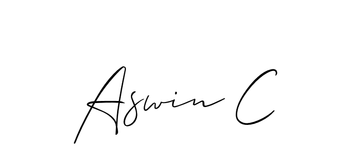 Similarly Allison_Script is the best handwritten signature design. Signature creator online .You can use it as an online autograph creator for name Aswin C. Aswin C signature style 2 images and pictures png