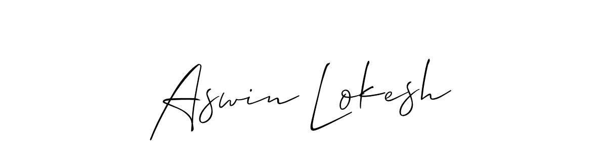 Use a signature maker to create a handwritten signature online. With this signature software, you can design (Allison_Script) your own signature for name Aswin Lokesh. Aswin Lokesh signature style 2 images and pictures png