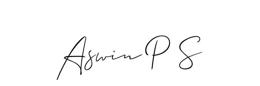 Also You can easily find your signature by using the search form. We will create Aswin P S name handwritten signature images for you free of cost using Allison_Script sign style. Aswin P S signature style 2 images and pictures png