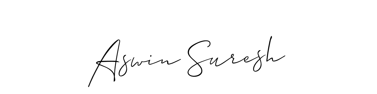 Allison_Script is a professional signature style that is perfect for those who want to add a touch of class to their signature. It is also a great choice for those who want to make their signature more unique. Get Aswin Suresh name to fancy signature for free. Aswin Suresh signature style 2 images and pictures png