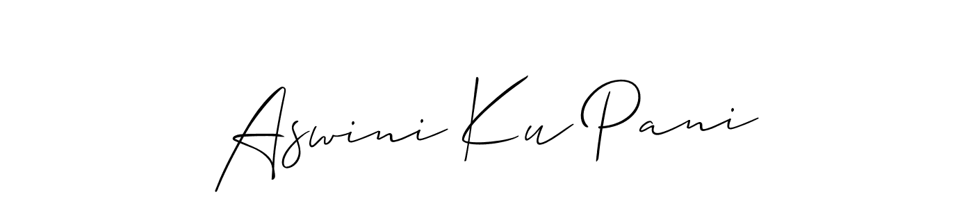 if you are searching for the best signature style for your name Aswini Ku Pani. so please give up your signature search. here we have designed multiple signature styles  using Allison_Script. Aswini Ku Pani signature style 2 images and pictures png