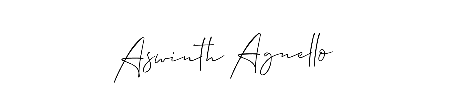 How to make Aswinth Agnello name signature. Use Allison_Script style for creating short signs online. This is the latest handwritten sign. Aswinth Agnello signature style 2 images and pictures png