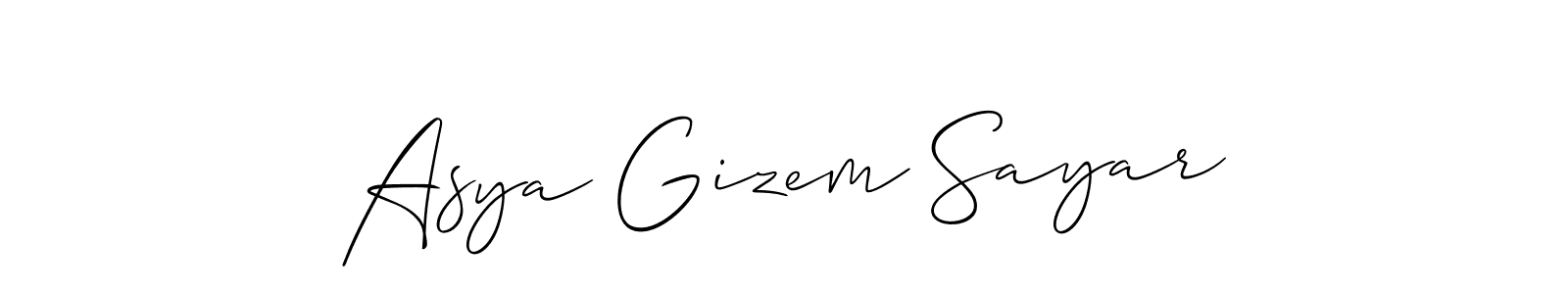 How to make Asya Gizem Sayar name signature. Use Allison_Script style for creating short signs online. This is the latest handwritten sign. Asya Gizem Sayar signature style 2 images and pictures png