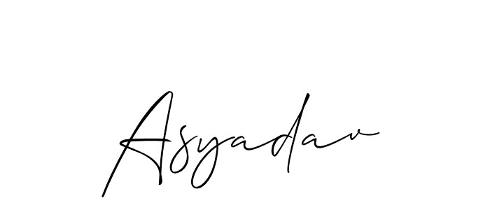 if you are searching for the best signature style for your name Asyadav. so please give up your signature search. here we have designed multiple signature styles  using Allison_Script. Asyadav signature style 2 images and pictures png