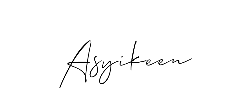 It looks lik you need a new signature style for name Asyikeen. Design unique handwritten (Allison_Script) signature with our free signature maker in just a few clicks. Asyikeen signature style 2 images and pictures png