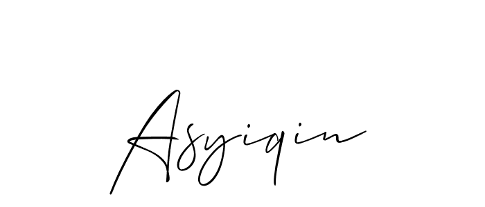 if you are searching for the best signature style for your name Asyiqin. so please give up your signature search. here we have designed multiple signature styles  using Allison_Script. Asyiqin signature style 2 images and pictures png