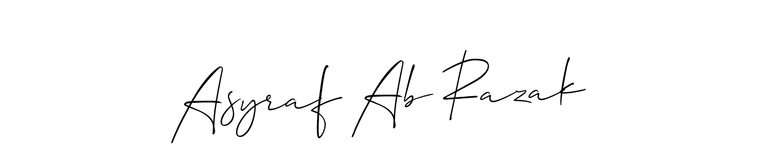 Create a beautiful signature design for name Asyraf Ab Razak. With this signature (Allison_Script) fonts, you can make a handwritten signature for free. Asyraf Ab Razak signature style 2 images and pictures png