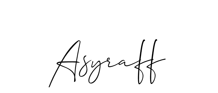 Make a beautiful signature design for name Asyraff. With this signature (Allison_Script) style, you can create a handwritten signature for free. Asyraff signature style 2 images and pictures png