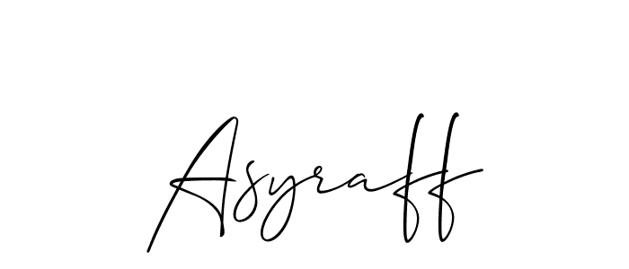 Make a beautiful signature design for name Asyraff. With this signature (Allison_Script) style, you can create a handwritten signature for free. Asyraff signature style 2 images and pictures png