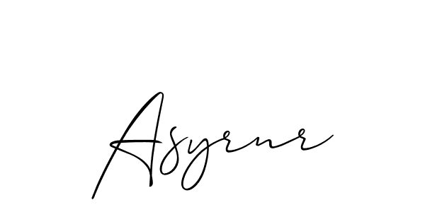 How to Draw Asyrnr signature style? Allison_Script is a latest design signature styles for name Asyrnr. Asyrnr signature style 2 images and pictures png