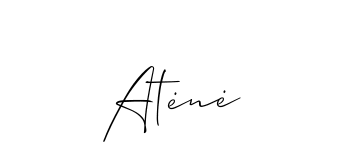 The best way (Allison_Script) to make a short signature is to pick only two or three words in your name. The name Atėnė include a total of six letters. For converting this name. Atėnė signature style 2 images and pictures png