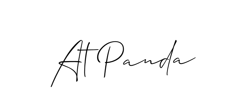 Make a beautiful signature design for name At Panda. With this signature (Allison_Script) style, you can create a handwritten signature for free. At Panda signature style 2 images and pictures png