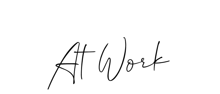 if you are searching for the best signature style for your name At Work. so please give up your signature search. here we have designed multiple signature styles  using Allison_Script. At Work signature style 2 images and pictures png