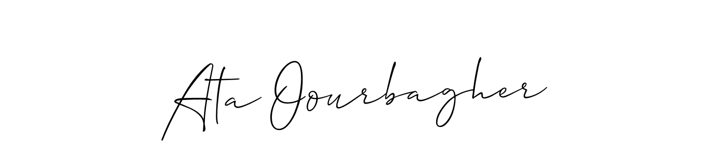 Ata Oourbagher stylish signature style. Best Handwritten Sign (Allison_Script) for my name. Handwritten Signature Collection Ideas for my name Ata Oourbagher. Ata Oourbagher signature style 2 images and pictures png