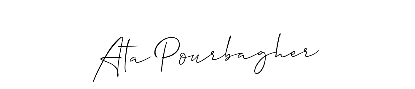 Make a beautiful signature design for name Ata Pourbagher. With this signature (Allison_Script) style, you can create a handwritten signature for free. Ata Pourbagher signature style 2 images and pictures png