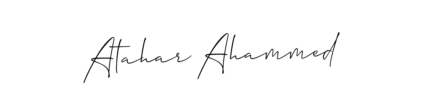 The best way (Allison_Script) to make a short signature is to pick only two or three words in your name. The name Atahar Ahammed include a total of six letters. For converting this name. Atahar Ahammed signature style 2 images and pictures png