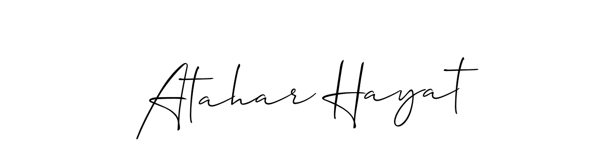 You should practise on your own different ways (Allison_Script) to write your name (Atahar Hayat) in signature. don't let someone else do it for you. Atahar Hayat signature style 2 images and pictures png