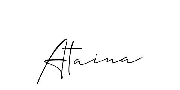 Also You can easily find your signature by using the search form. We will create Ataina name handwritten signature images for you free of cost using Allison_Script sign style. Ataina signature style 2 images and pictures png