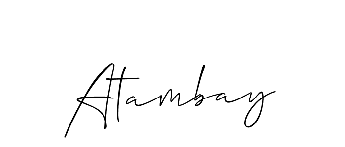 Also You can easily find your signature by using the search form. We will create Atambay name handwritten signature images for you free of cost using Allison_Script sign style. Atambay signature style 2 images and pictures png