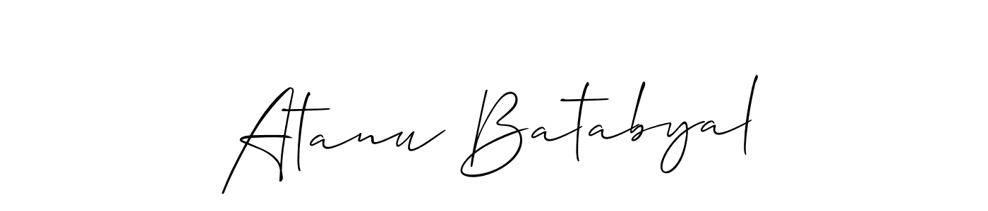 Create a beautiful signature design for name Atanu Batabyal. With this signature (Allison_Script) fonts, you can make a handwritten signature for free. Atanu Batabyal signature style 2 images and pictures png