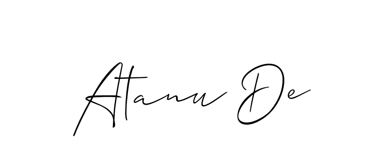 Use a signature maker to create a handwritten signature online. With this signature software, you can design (Allison_Script) your own signature for name Atanu De. Atanu De signature style 2 images and pictures png