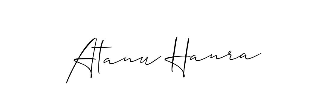 Design your own signature with our free online signature maker. With this signature software, you can create a handwritten (Allison_Script) signature for name Atanu Hanra. Atanu Hanra signature style 2 images and pictures png