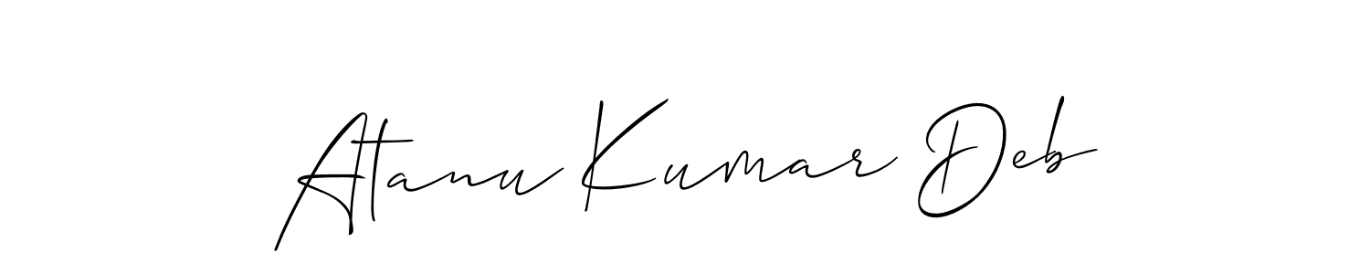 Design your own signature with our free online signature maker. With this signature software, you can create a handwritten (Allison_Script) signature for name Atanu Kumar Deb. Atanu Kumar Deb signature style 2 images and pictures png