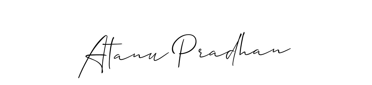 Create a beautiful signature design for name Atanu Pradhan. With this signature (Allison_Script) fonts, you can make a handwritten signature for free. Atanu Pradhan signature style 2 images and pictures png