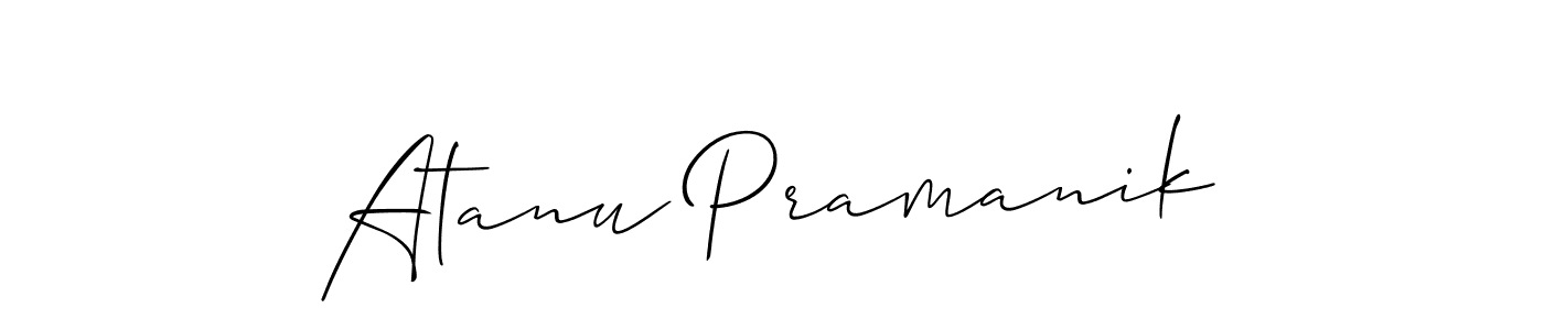How to make Atanu Pramanik name signature. Use Allison_Script style for creating short signs online. This is the latest handwritten sign. Atanu Pramanik signature style 2 images and pictures png