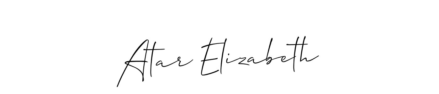 You should practise on your own different ways (Allison_Script) to write your name (Atar Elizabeth) in signature. don't let someone else do it for you. Atar Elizabeth signature style 2 images and pictures png