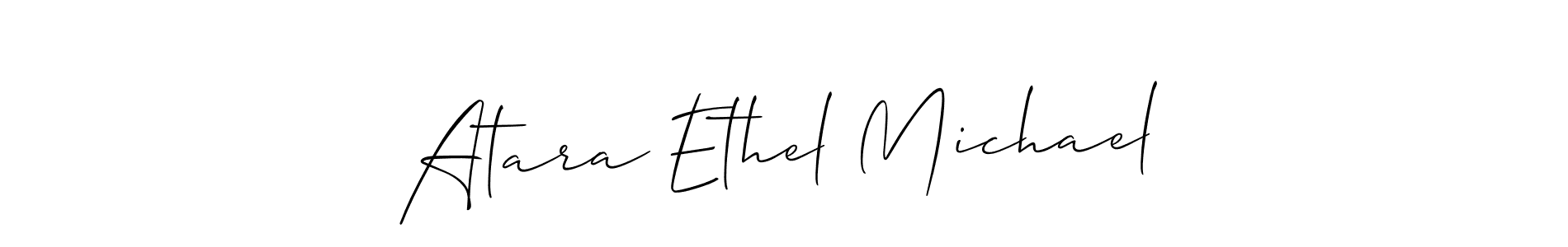 The best way (Allison_Script) to make a short signature is to pick only two or three words in your name. The name Atara Ethel Michael include a total of six letters. For converting this name. Atara Ethel Michael signature style 2 images and pictures png