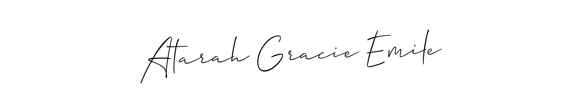 Also You can easily find your signature by using the search form. We will create Atarah Gracie Emile name handwritten signature images for you free of cost using Allison_Script sign style. Atarah Gracie Emile signature style 2 images and pictures png