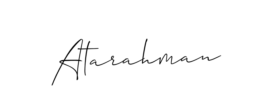 The best way (Allison_Script) to make a short signature is to pick only two or three words in your name. The name Atarahman include a total of six letters. For converting this name. Atarahman signature style 2 images and pictures png