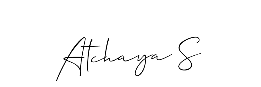 Design your own signature with our free online signature maker. With this signature software, you can create a handwritten (Allison_Script) signature for name Atchaya S. Atchaya S signature style 2 images and pictures png