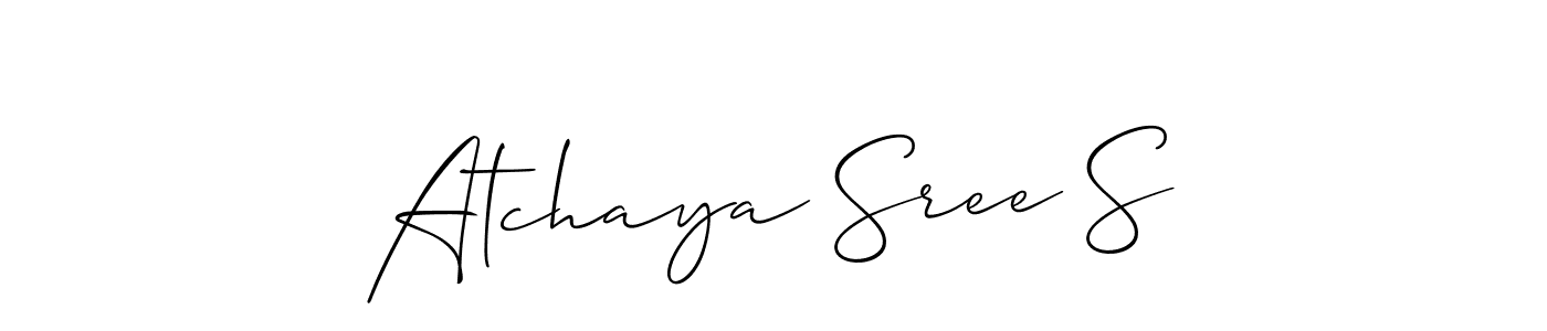 Also we have Atchaya Sree S name is the best signature style. Create professional handwritten signature collection using Allison_Script autograph style. Atchaya Sree S signature style 2 images and pictures png