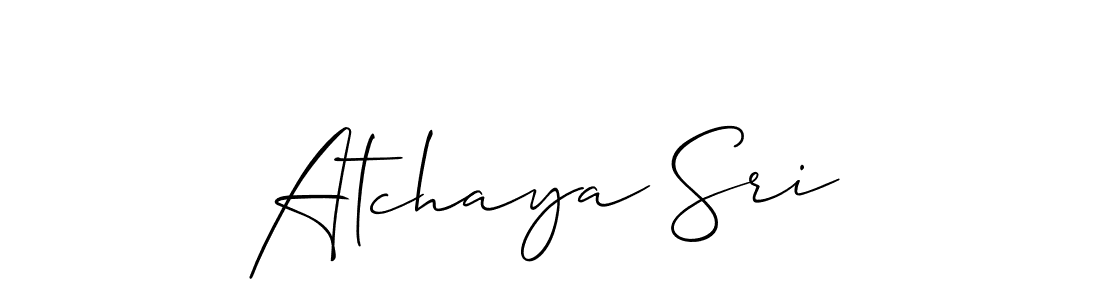 Allison_Script is a professional signature style that is perfect for those who want to add a touch of class to their signature. It is also a great choice for those who want to make their signature more unique. Get Atchaya Sri name to fancy signature for free. Atchaya Sri signature style 2 images and pictures png