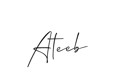Also You can easily find your signature by using the search form. We will create Ateeb name handwritten signature images for you free of cost using Allison_Script sign style. Ateeb signature style 2 images and pictures png