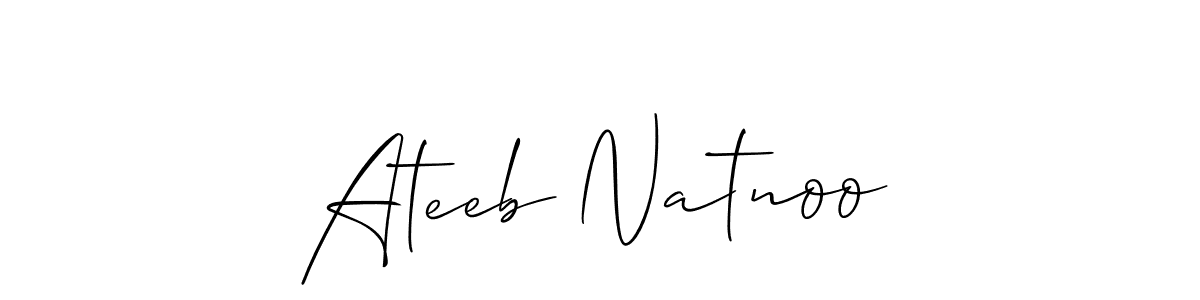 if you are searching for the best signature style for your name Ateeb Natnoo. so please give up your signature search. here we have designed multiple signature styles  using Allison_Script. Ateeb Natnoo signature style 2 images and pictures png