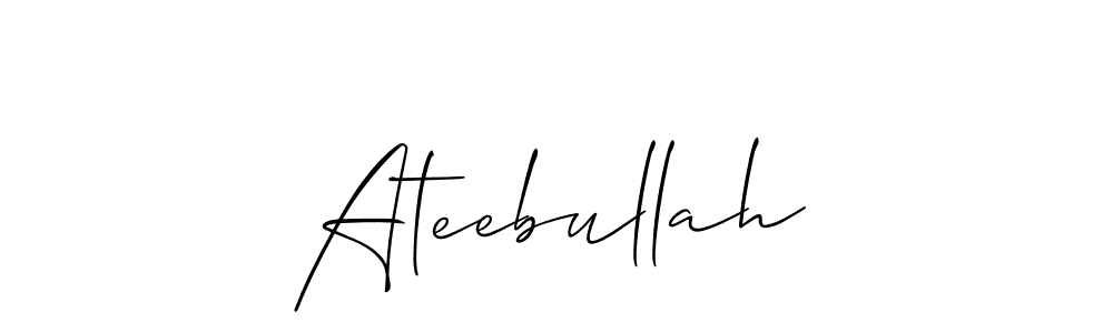 Create a beautiful signature design for name Ateebullah. With this signature (Allison_Script) fonts, you can make a handwritten signature for free. Ateebullah signature style 2 images and pictures png