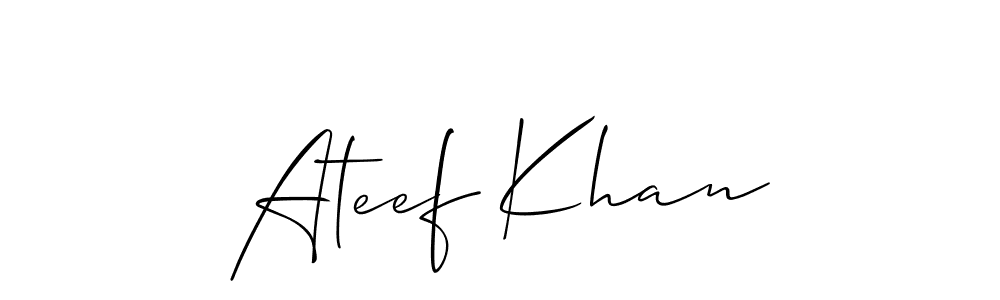 Use a signature maker to create a handwritten signature online. With this signature software, you can design (Allison_Script) your own signature for name Ateef Khan. Ateef Khan signature style 2 images and pictures png