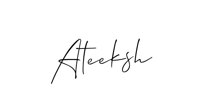 It looks lik you need a new signature style for name Ateeksh. Design unique handwritten (Allison_Script) signature with our free signature maker in just a few clicks. Ateeksh signature style 2 images and pictures png