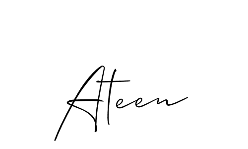 Use a signature maker to create a handwritten signature online. With this signature software, you can design (Allison_Script) your own signature for name Ateen. Ateen signature style 2 images and pictures png